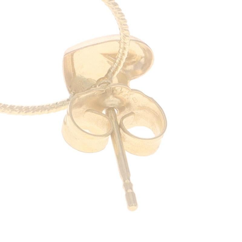 Orecchini a perno a cuore in oro giallo 14k a cerchio forato in vendita 1