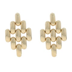Yellow Gold Lattice Link Chandelier Earrings - 18k Geometric Pierced
