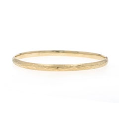 Yellow Gold Leaf Garland Bangle Bracelet 6 3/4" - 14k