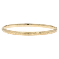 Yellow Gold Leaf Garland Bangle Bracelet 6 3/4" - 14k