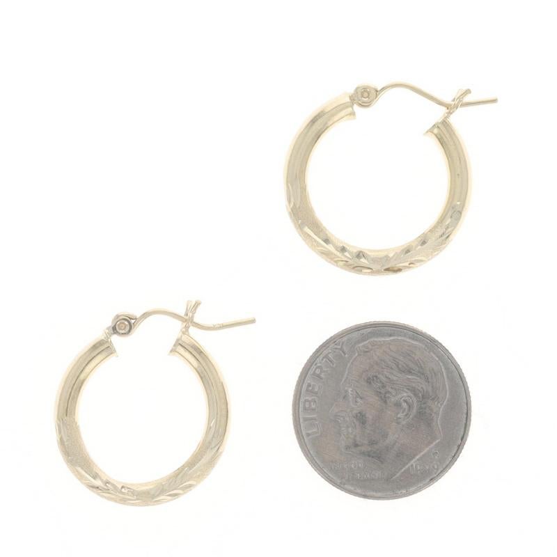 De las mujeres Pendientes de aro en forma de hoja de oro amarillo 18 3/4