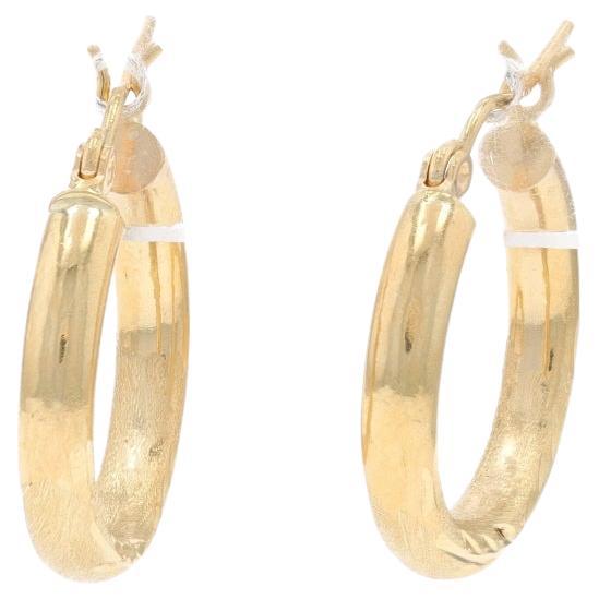 Pendientes de aro en forma de hoja de oro amarillo 18 3/4" 14k redondos grabados perforados en venta