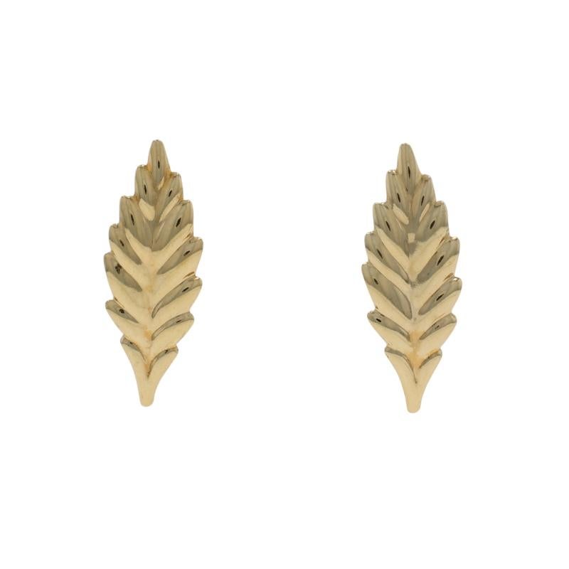 Contenu du métal : Or jaune 14k

Style : Goujon
Type de fermeture : Fermeture papillon
Thème : Feuille, botanique

Mesures

Haut : 21/32