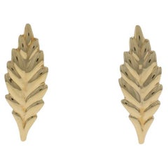 Pendientes de oro amarillo con forma de hoja 14 3/4" 14k Botánico perforado
