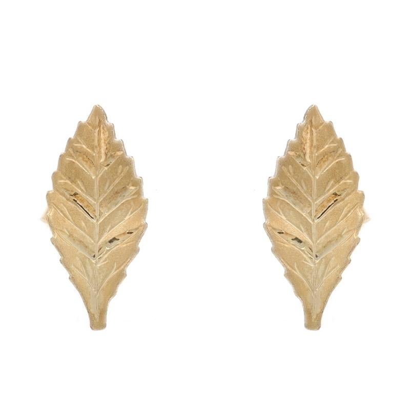 Orecchini con perno a foglia in oro giallo 14k Foliage