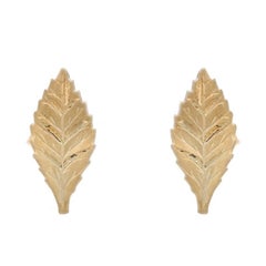 Orecchini con perno a foglia in oro giallo 14k Foliage