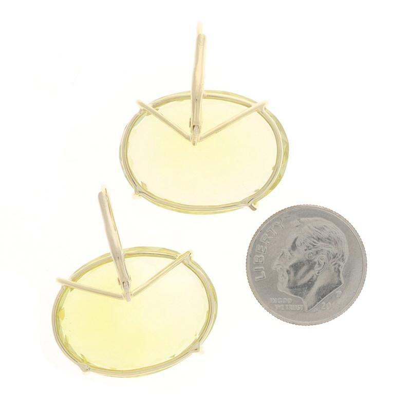Gelbgold Zitronen-Lime-Quarz-Tropfen-Ohrringe - 18k Oval 9,38ctw durchbohrt im Zustand „Hervorragend“ in Greensboro, NC