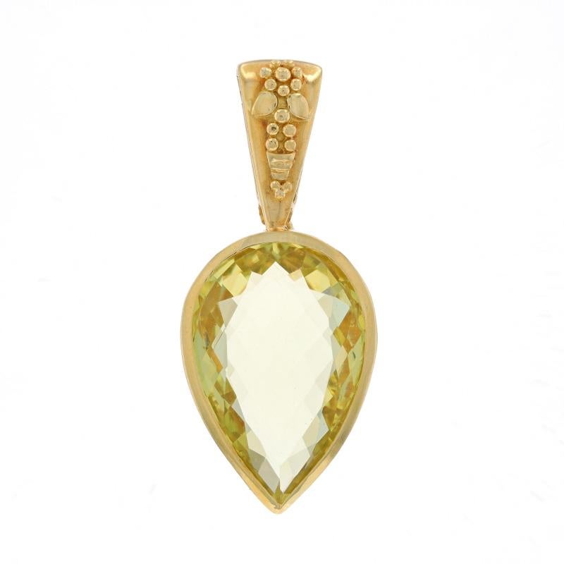 Yellow Gold Lemon Quartz Solitaire Enhancer Pendant 18k PearMixed 18.96ct Floral