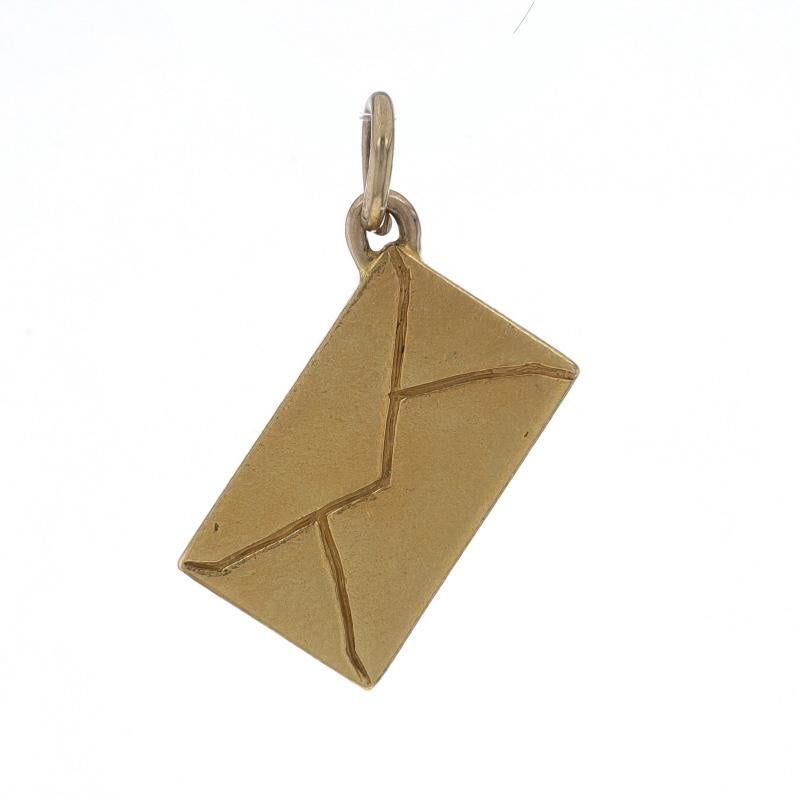 Yellow Gold Letter Envelope Charm - 14k Mail Correspondence Postal Carrier Gift In Excellent Condition For Sale In Greensboro, NC