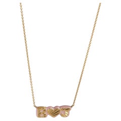 Yellow Gold  Light Purple Enamel Initial Pendant