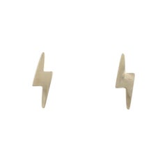 Yellow Gold Lightening Bolt Stud Earrings - 14k Pierced