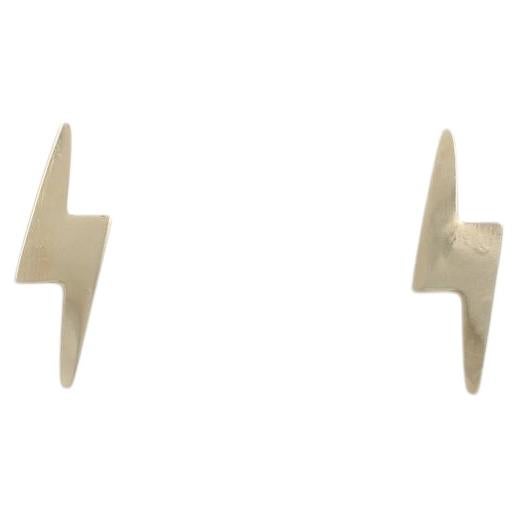 Yellow Gold Lightening Bolt Stud Earrings - 14k Pierced