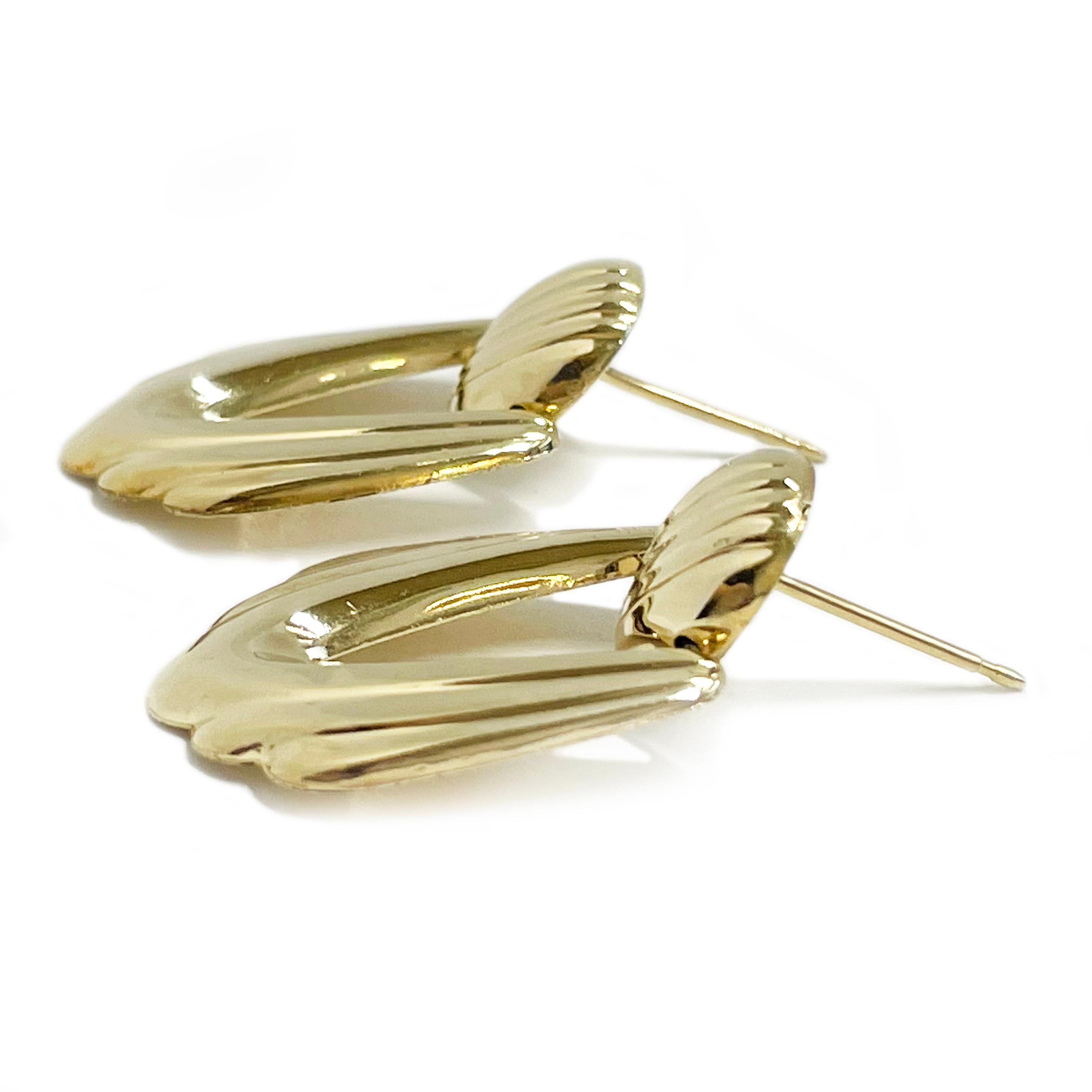Contemporary Yellow Gold Lightweight Scalloped Earrings For Sale