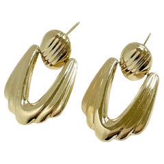 Vintage Yellow Gold Lightweight Scalloped Earrings
