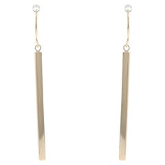 Yellow Gold Line Bar Dangle Earrings - 10k Pierced