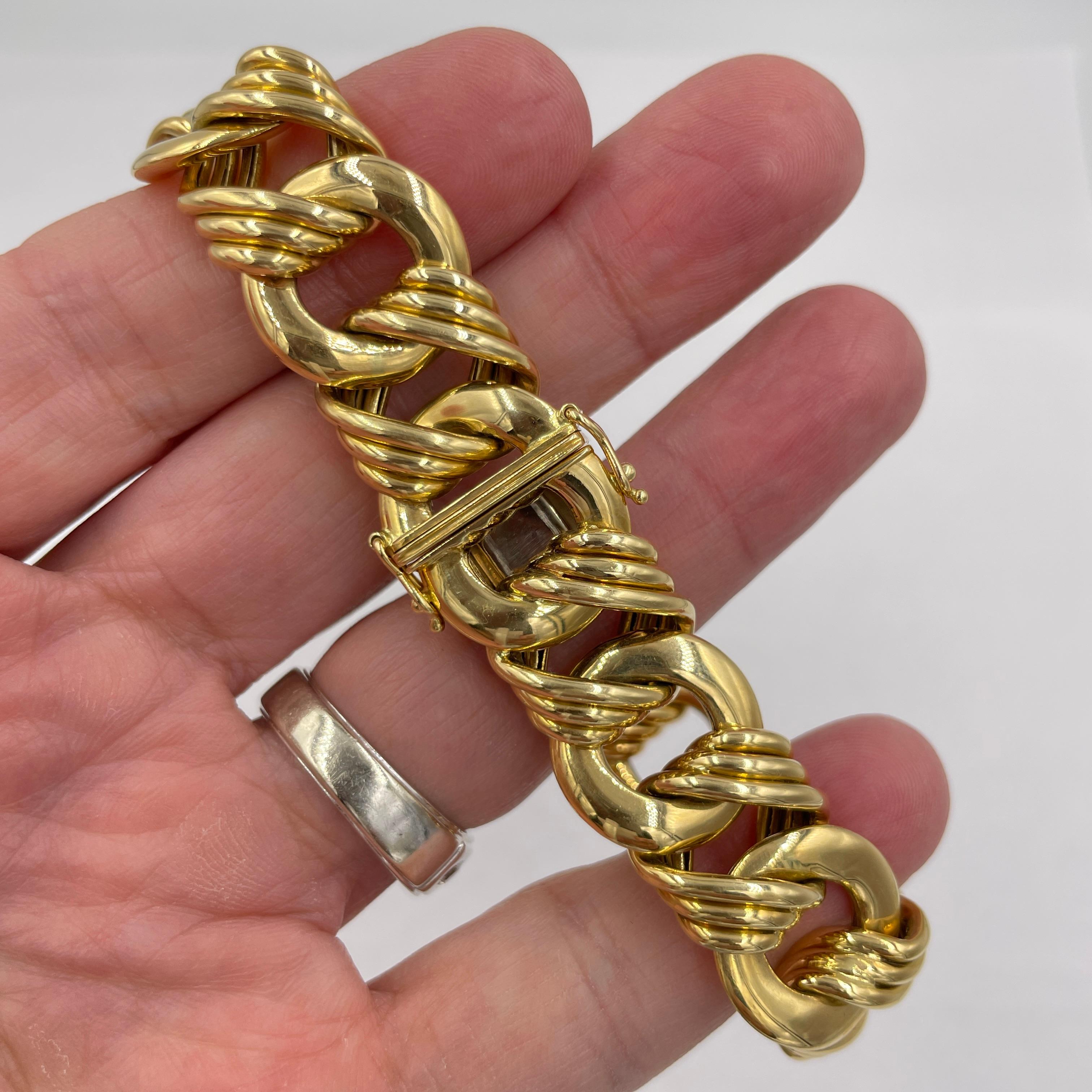 Bracelet à maillons en or jaune en vente 1