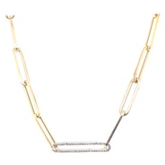 Yellow Gold Link Choker with White Gold Diamond Clasp