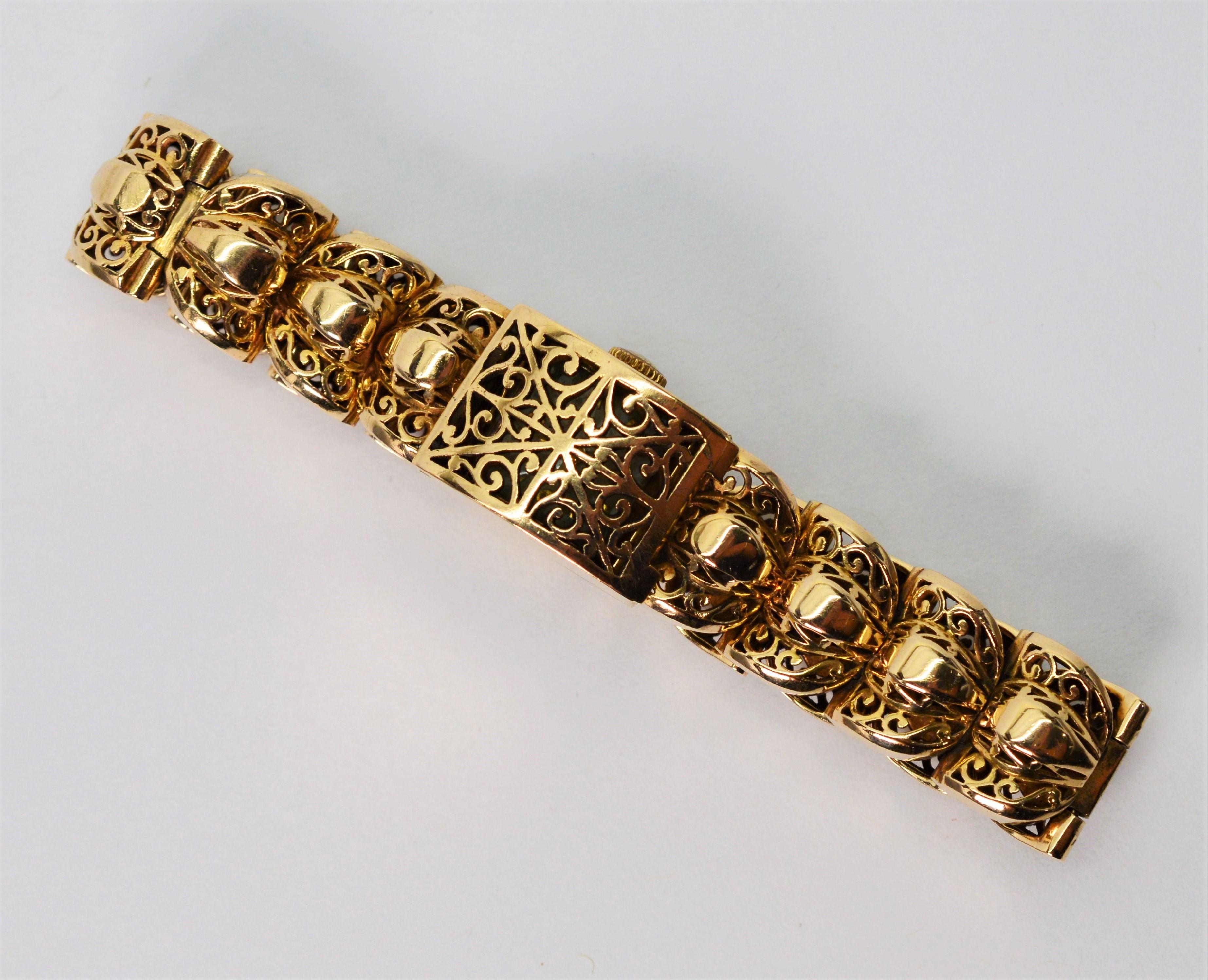 Bracelet de montre à cadran dissimulé à maillons en or jaune de Rosieres Geneva en vente 7