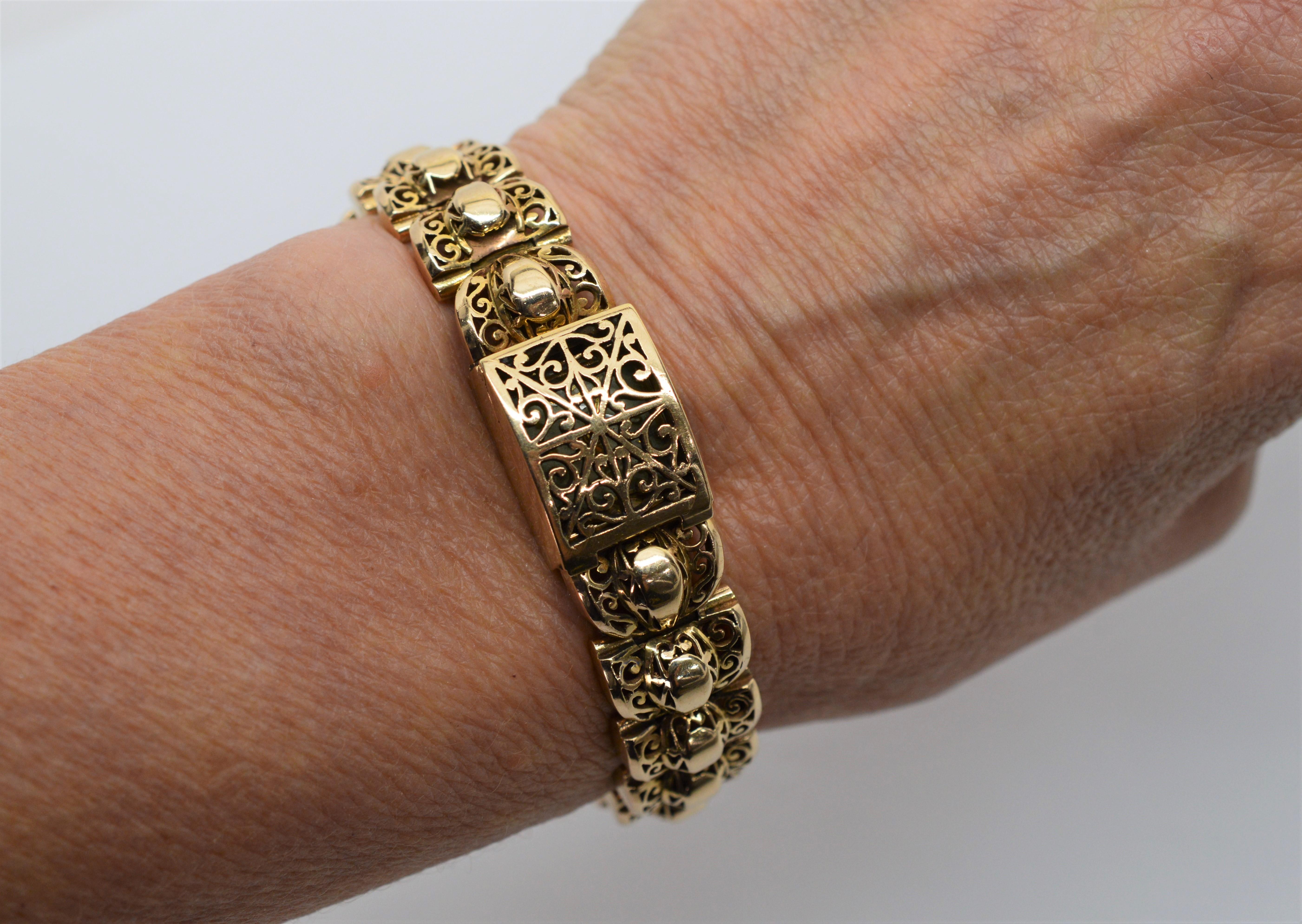 Bracelet de montre à cadran dissimulé à maillons en or jaune de Rosieres Geneva en vente 10
