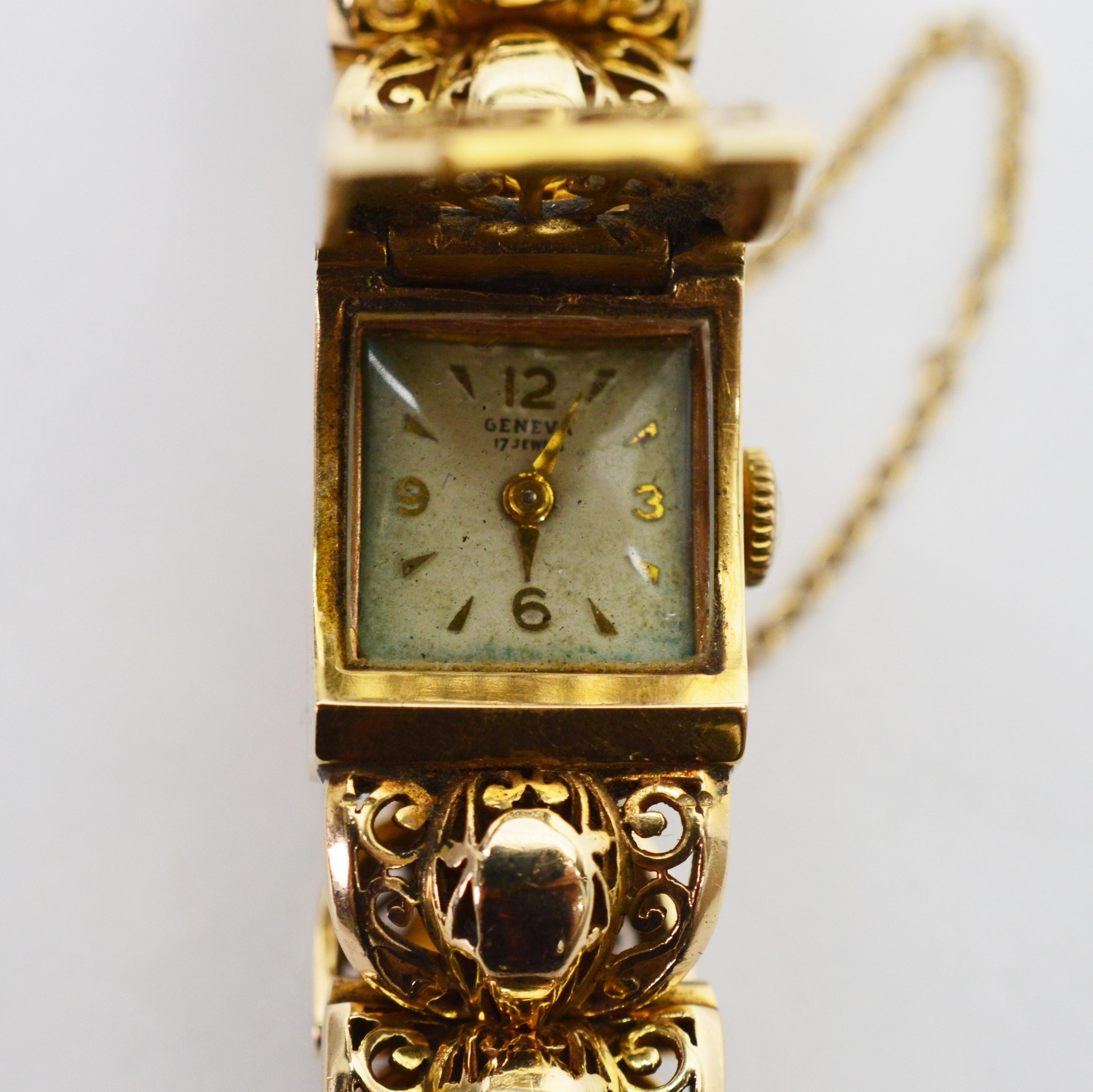 Bracelet de montre à cadran dissimulé à maillons en or jaune de Rosieres Geneva en vente 12