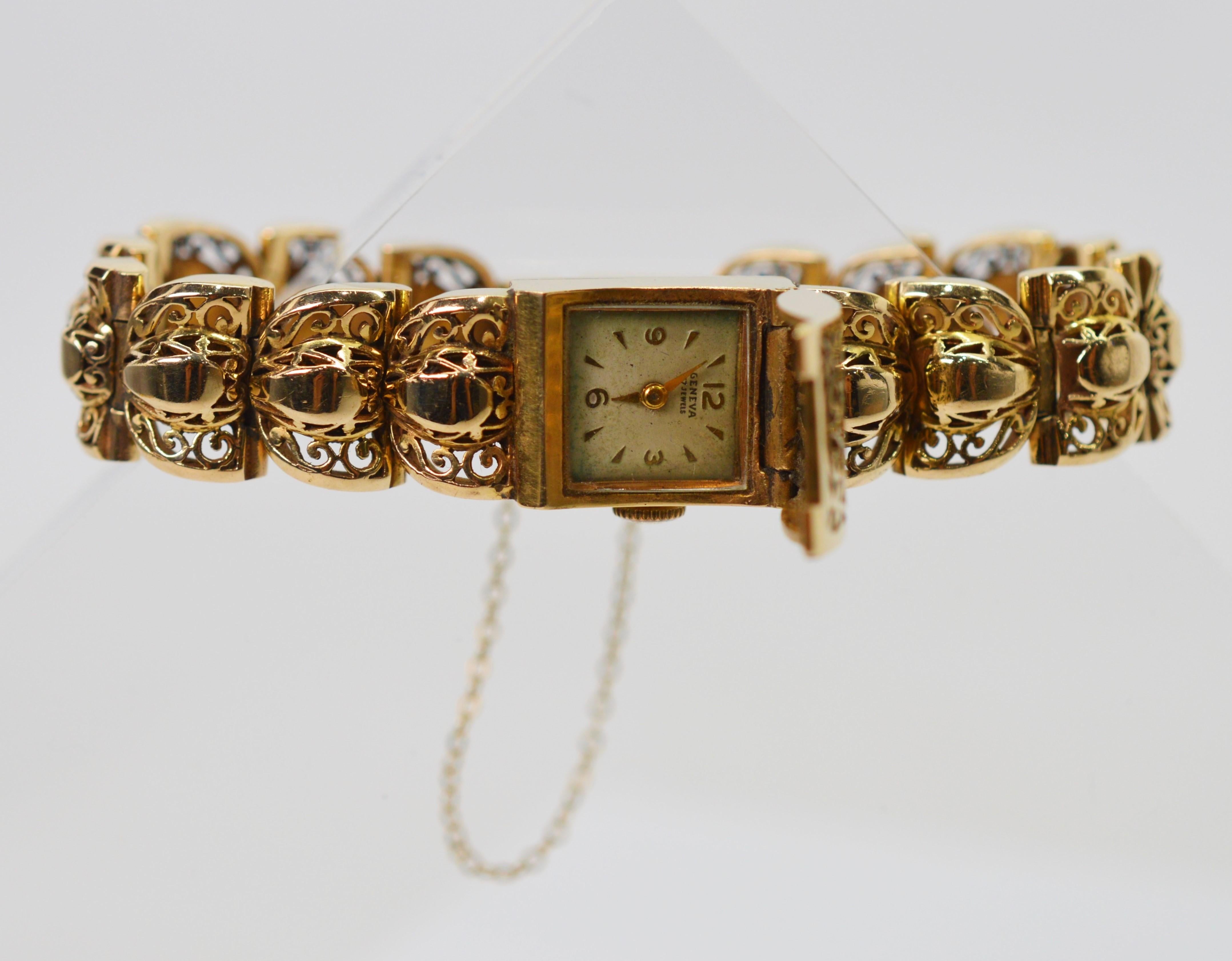 Bracelet de montre à cadran dissimulé à maillons en or jaune de Rosieres Geneva en vente 1