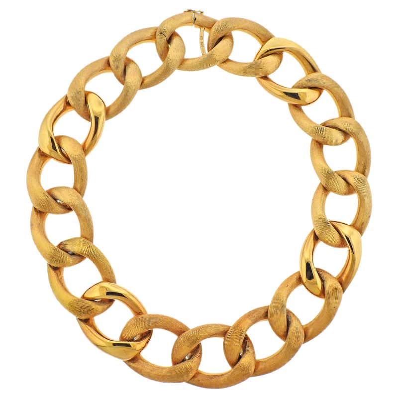 HERMES Diamond H Yellow Gold Link Necklace at 1stDibs | hermes h ...