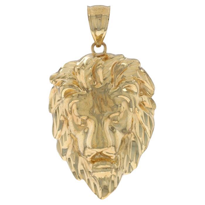 Yellow Gold Lion's Head Men's Pendant - 10k King of the Jungle For Sale