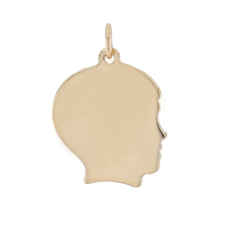 Metal Content: 14k Yellow Gold

Theme: Little Boy's Silhouette, Son
Features: Engravable Design

Measurements
Tall (from stationary bail): 3/4