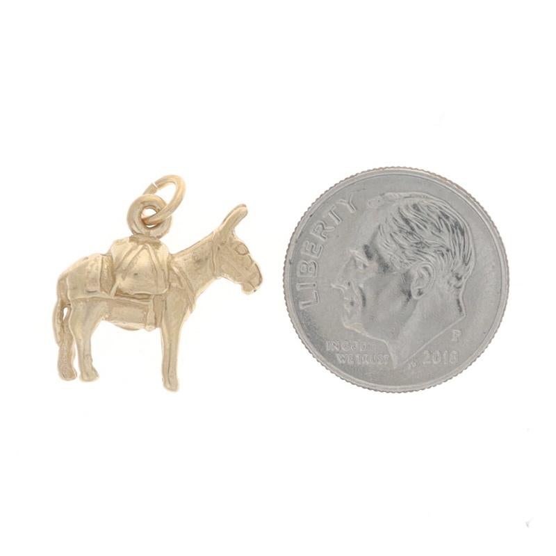 Women's or Men's Yellow Gold Loaded Donkey Charm - 14k Burro For Sale