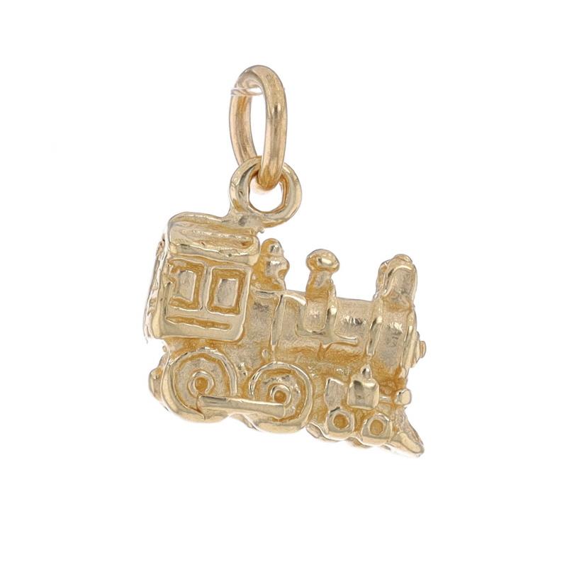 Metal Content: 14k Yellow Gold

Theme: Locomotive, Train Engineer, Railroad

Measurements

Tall (from stationary bail): 7/16