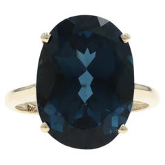 Bague solitaire cocktail en or jaune London Blue Topaz - 10k Oval 17.10ct