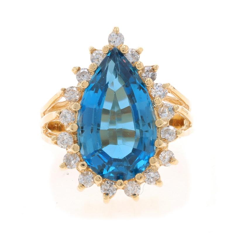 Talla: 8
Tasa de tallaje: 2 tallas más por 40 $ o 1 talla menos por 40 $.

Contenido de metal: Oro amarillo de 14 quilates

Información sobre Stone

Topacio natural
Tratamiento: Rutinariamente mejorado
Quilate(s) 6,50 ct
Corte Pera
Color: Azul