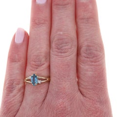 Yellow Gold London Blue Topaz Diamond Ring - 10k Marquise .57ctw