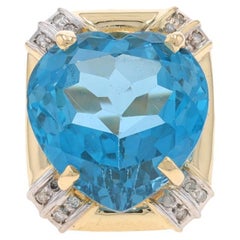 Anello in oro giallo London con topazio blu e diamanti - Cuore 14k 14,81ctw Love