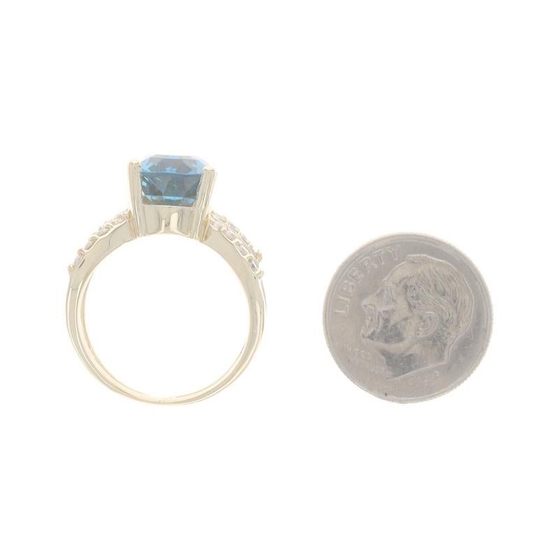 Yellow Gold London Blue Topaz & Diamond Ring - 14k Pear 5.00ctw For Sale 1