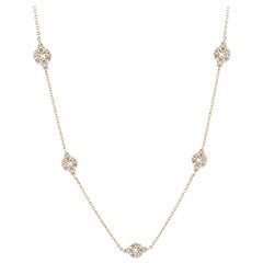 Long Chain Necklace with Diamond Stations in 18K Gold