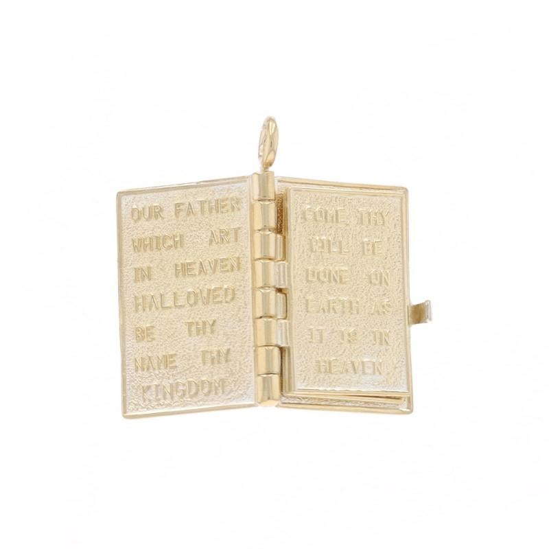 Yellow Gold Lord's Prayer Holy Bible Charm - 14k God's Word Faith In Excellent Condition For Sale In Greensboro, NC