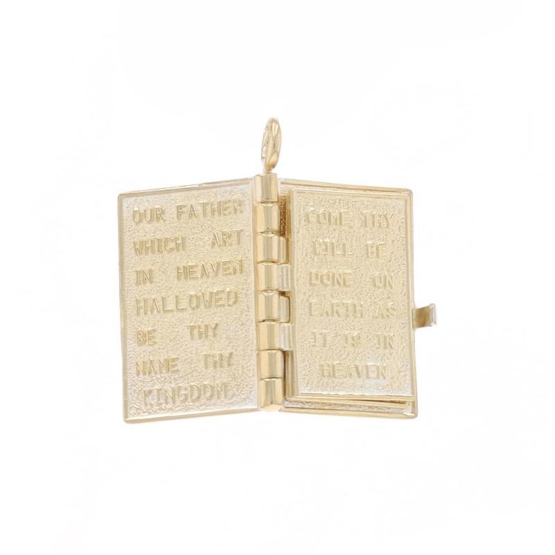 Gelbgold Lord's Prayer Holy Bible Charme Holy Bible - 14k God's Word Faith im Zustand „Hervorragend“ im Angebot in Greensboro, NC