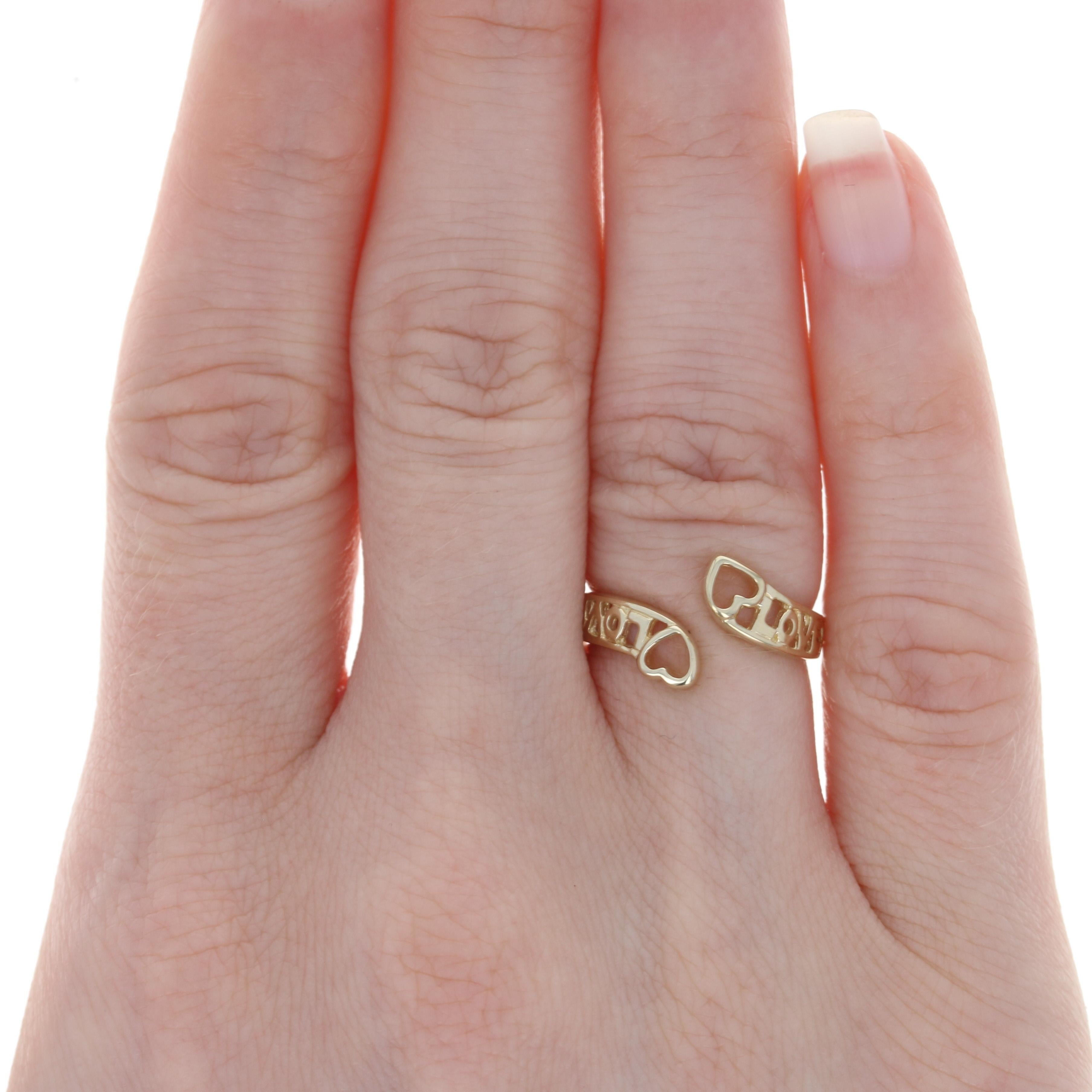 Yellow Gold Love Bypass Ring, 10k Hearts 2