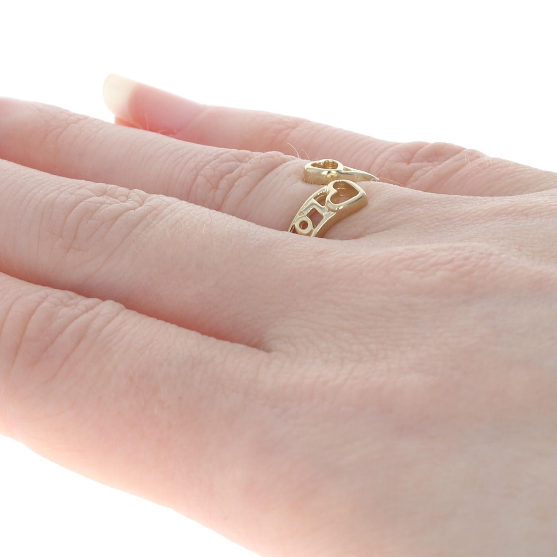 Yellow Gold Love Bypass Ring, 10k Hearts 4