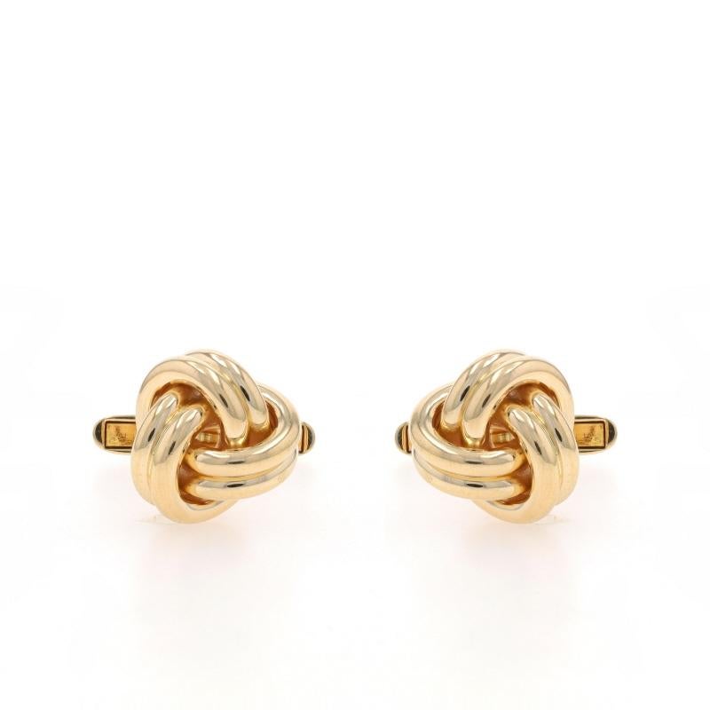 Metal Content: 14k Yellow Gold

Style: Cufflinks
Theme: Love Knot, Nautical Rope

Measurements

Tall: 19/32
