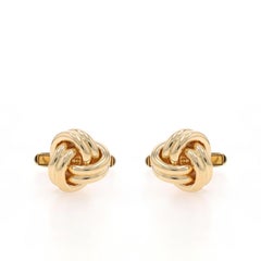 Yellow Gold Love Knot Cufflinks Men's - 14k Nautical Rope