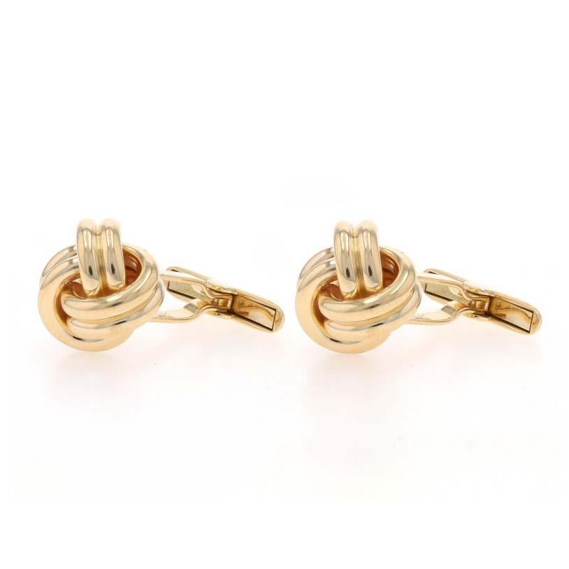Yellow Gold Love Knot Cufflinks Men's - 14k Nautical Rope In Excellent Condition For Sale In Greensboro, NC