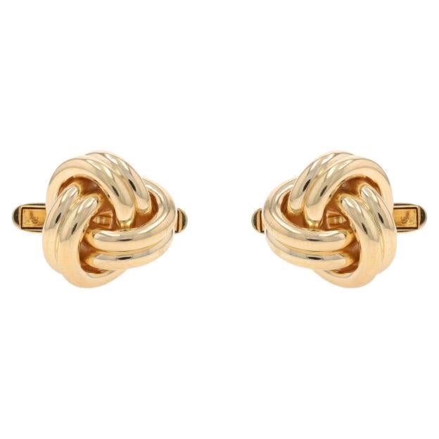 Yellow Gold Love Knot Cufflinks Men's - 14k Nautical Rope For Sale
