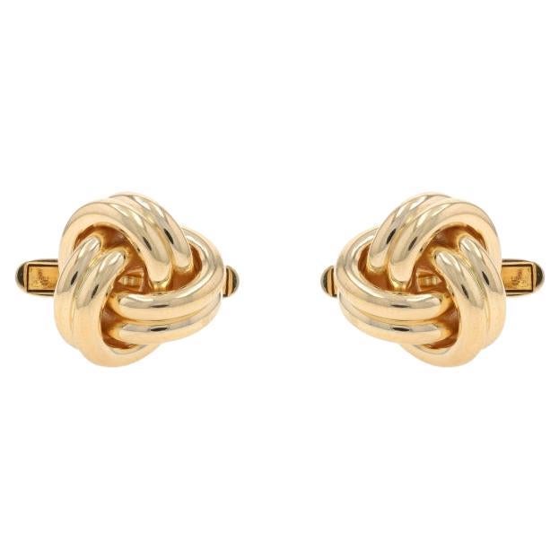 Yellow Gold Love Knot Cufflinks Men's - 14k Nautical Rope