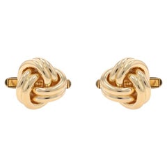 Yellow Gold Love Knot Cufflinks Men's - 14k Nautical Rope