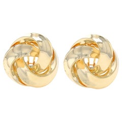 Yellow Gold Love Knot Large Stud Earrings - 14k Circle Twist Pierced