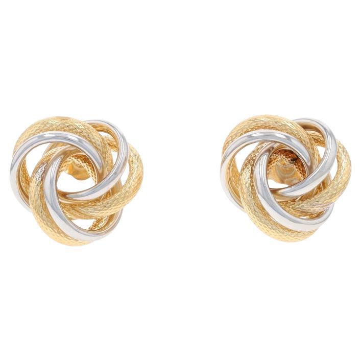 Gelbgold Love Knot Große Ohrstecker - 14k Texturiertes durchbrochenes Gelbgold