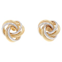 Gelbgold Love Knot Große Ohrstecker - 14k Texturiertes durchbrochenes Gelbgold