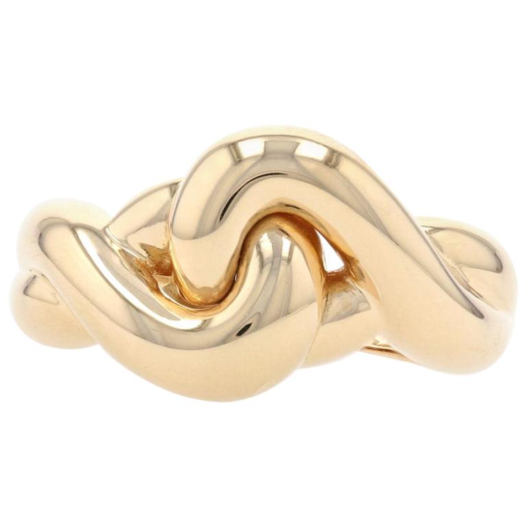 Yellow Gold Love Knot Statement Band, 18 Karat Women's Ring